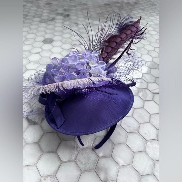 One-of-a-Kind Kentucky Derby Fascinator, Mad Hatter Louisville , Purple Floral main image 5